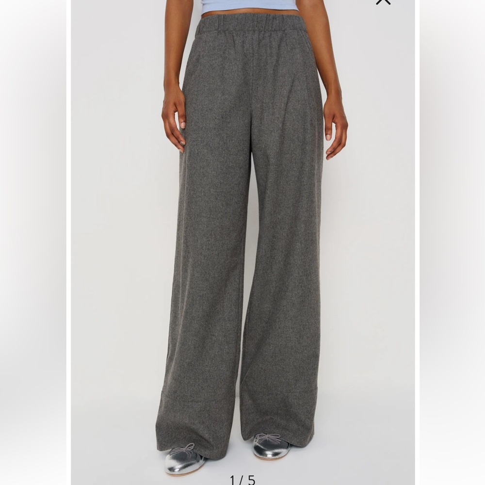 Reformation Fernando grey wool wide leg pants